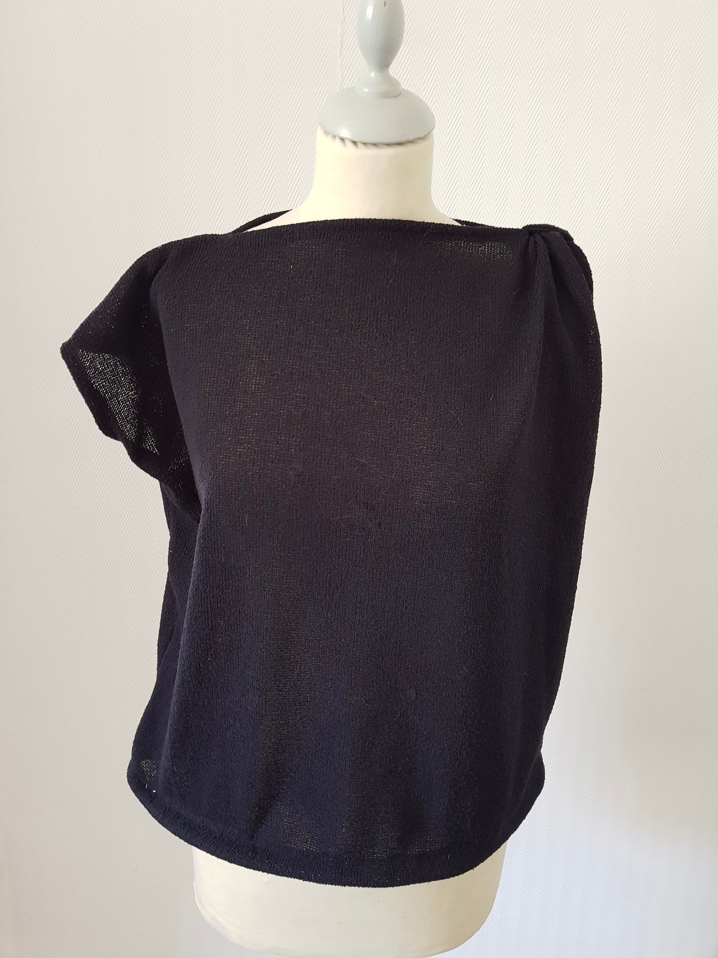 Top Héliconia maille noire