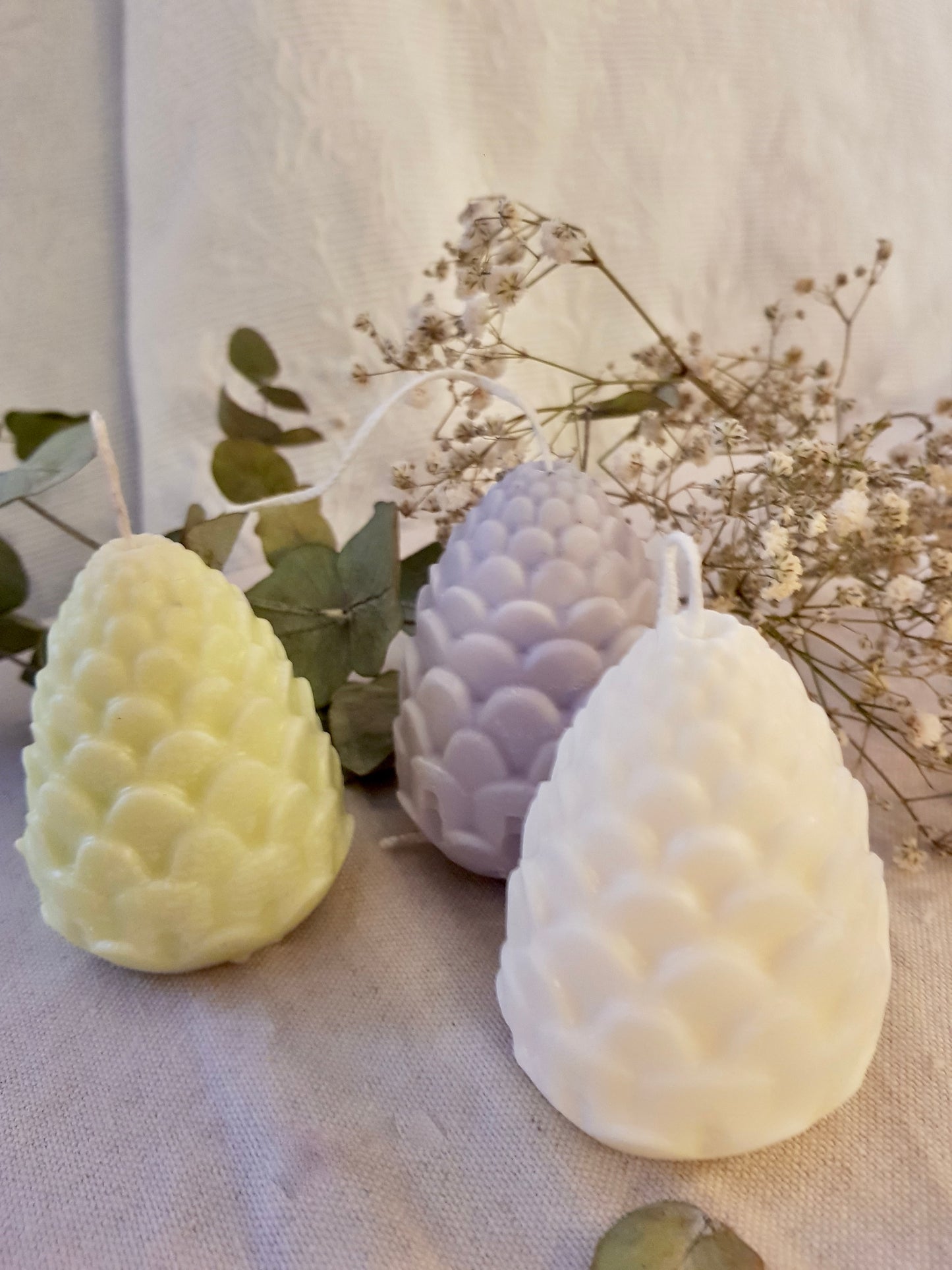 Trio : Bougies pomme de pin