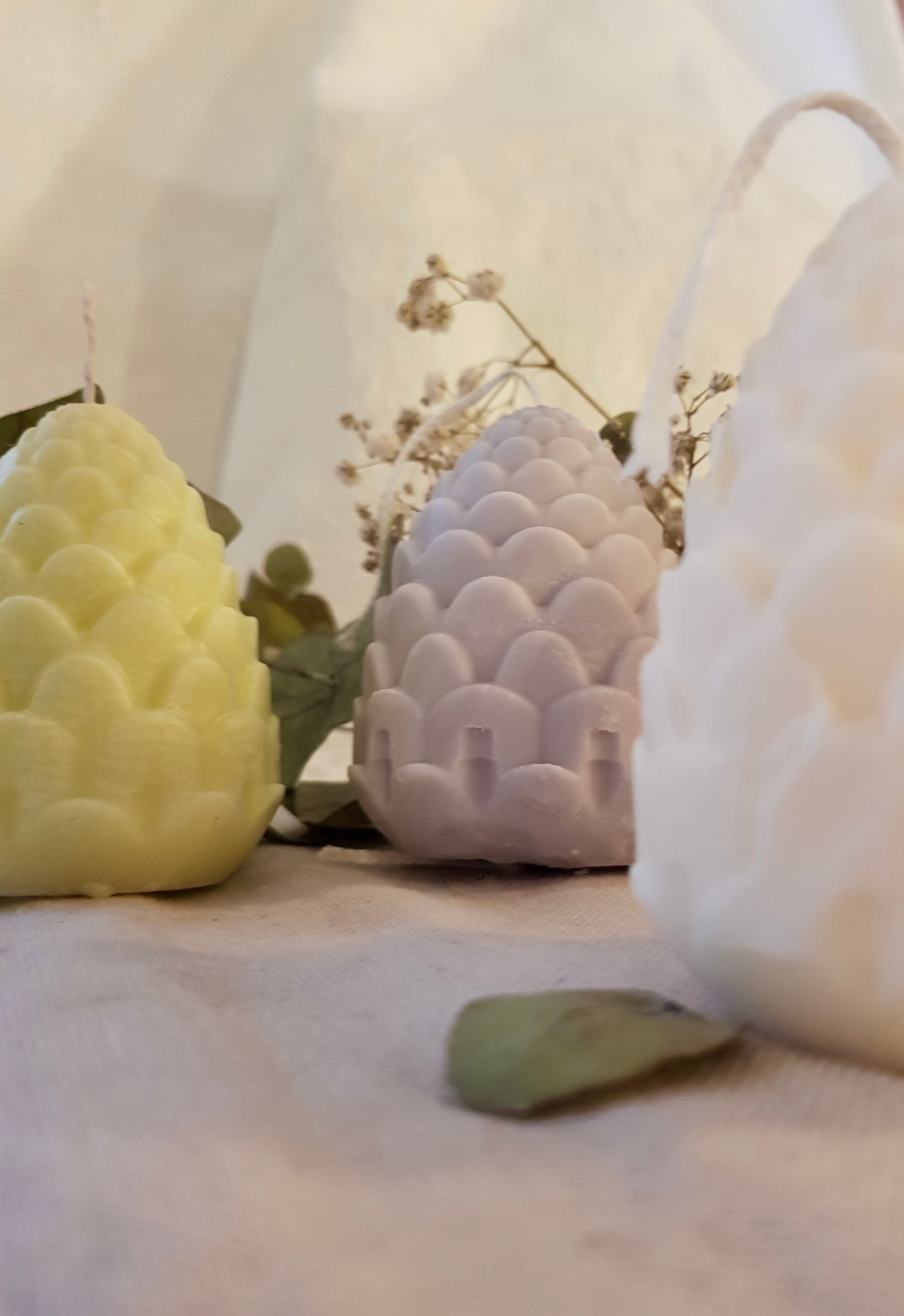 Trio : Bougies pomme de pin