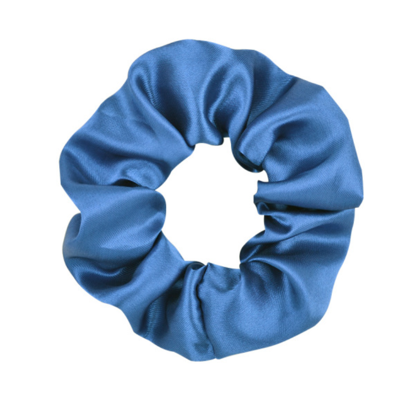 Chouchou satin bleu dur
