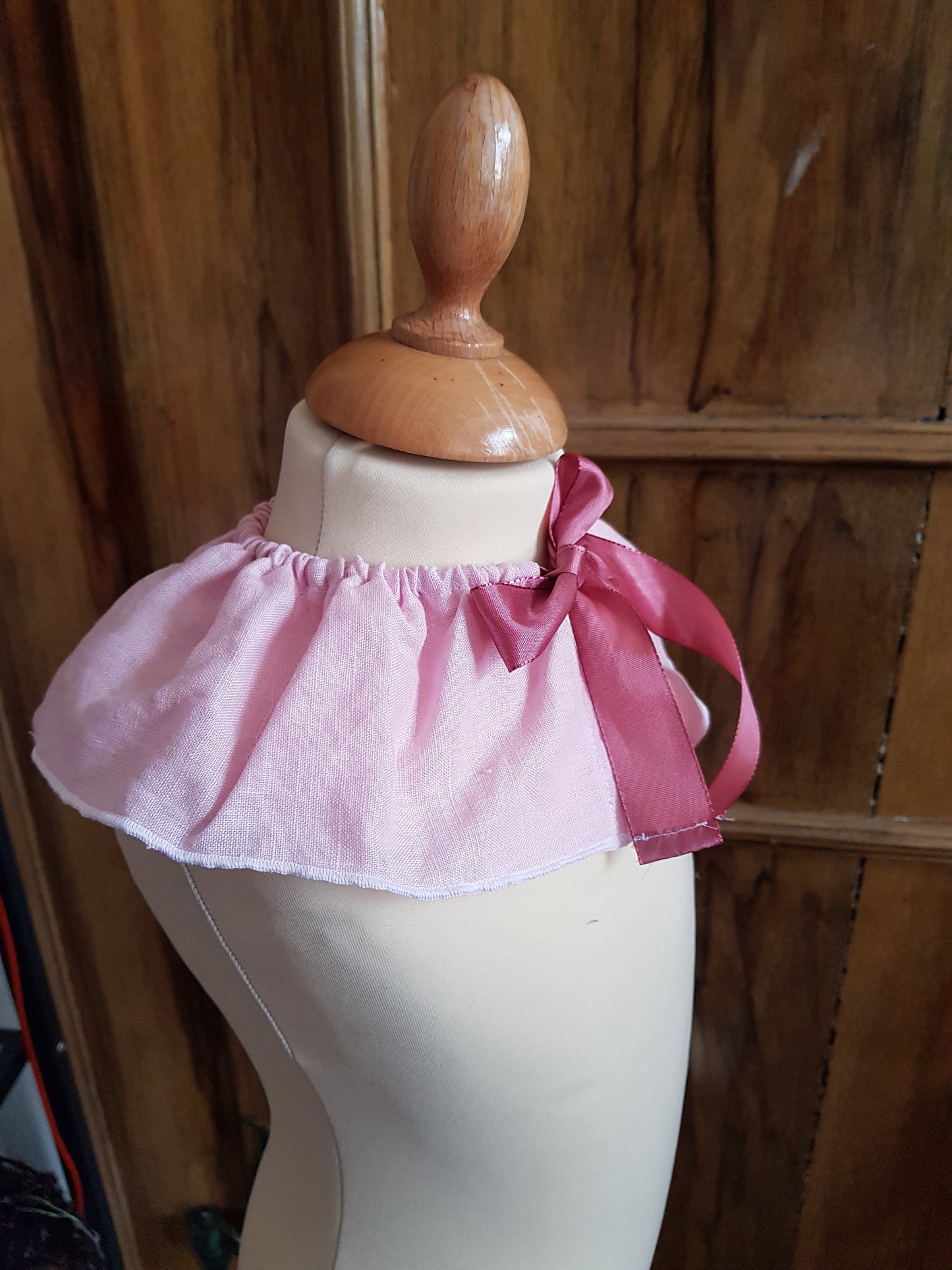 Col mixte amovible lin rose