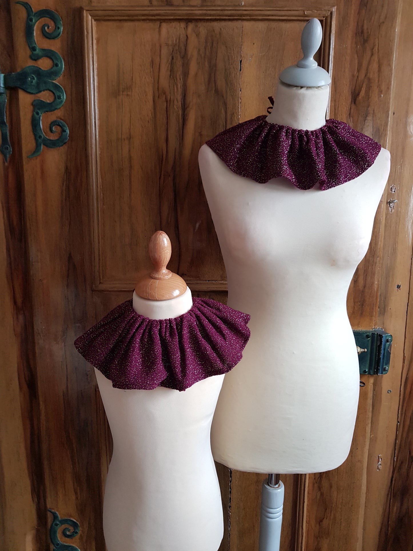 Col mixte amovible maille bordeaux