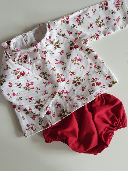 Blouse Espiègle - imprimé fleurs rouge